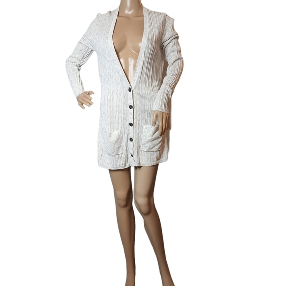 Nic+Zoe knite grey/cream button cardigan. pockets. size small - Picture 12 of 17